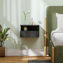 Comodino Sospeso 35x32x22,5 cm con Cassetto e Ripiano Aperto in Legno Nero Lucido  