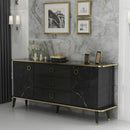 Madia Bienmadia 180 2 ante e 3 cassetti effetto marmo nero oro