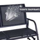 Panchina Dondolo da Giardino 2 Posti in Metallo Grigio 123x70x87 cm 