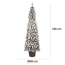 Albero di Natale Artificiale Floccato Effetto Realistico Innevato 210 cm 417 Rami 250 Luci LED Montaggio Fasciato Effetto Neve