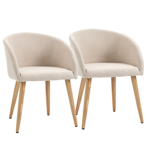 acquista Set di 2 Sedie da Pranzo Stile Scandinavo 55x56x74 cm Imbottite in Tessuto Beige
