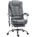 Poltrona da Ufficio 67x79x111-121 cm con Telecomando e 6 Punti di Massaggio in Tessuto Misto Velluto e Lino Grigio      