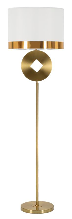sconto Lampada da Terra Coin Ø40x151 cm in Ferro e Tessuto Oro e Bianco