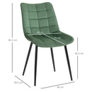 Set 2 Sedie Imbottite 46x58,5x85,5 cm in Tessuto Vellutato Verdi