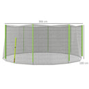 Rete di Protezione per Trampolini a 8 Pali con Ingresso con Cerniera Ø366x180 cm in PE Nero e Verde