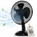 Ventilatore da Tavolo Ø30 cm Potenza 35W con 3 Velocità Silenzioso Nero      