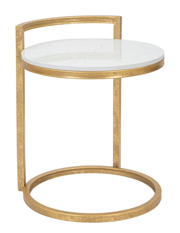 online Tavolinetto Round Marble 40x43x50 cm in Ferro e Marmo Oro e Bianco