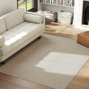 Tappeto Moderno Antiscivolo 230x160x1,7A cm con Design di Linee in Poliestere e Cotone Crema      
