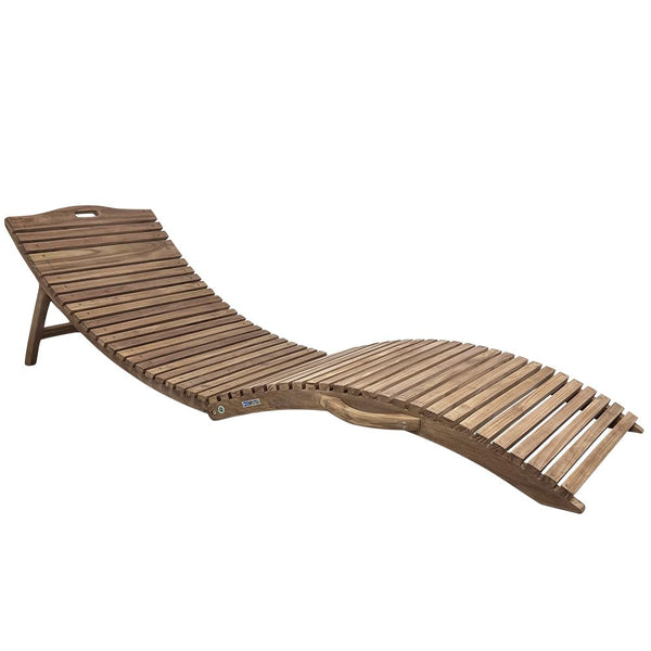 online Lettino Prendisole Ondulato Paraiso 190x62x49 cm a Doghe in Legno Teak
