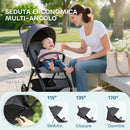 Passeggino per Bambini 0-3 Anni Pieghevole e Leggero Fino a 15 kg Chiusura a Una Mano in Tessuto Grigio Scuro      