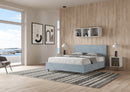 Letto Matrimoniale Giroletto con Alzata Comoda Imbottito in Microfibra Adele Azzurro Varie Misure