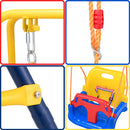 Altalena 3in1 per Bambini Esterni e Interni con Seggiolino e Cinture Resistente Giallo e Blu      
