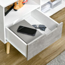 Mobile TV 4 Scomparti 2 Cassetti 117x39x56,7 cm per TV fino a 50" in Truciolato Bianco e Grigio Chiaro