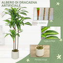 Pianta Artificiale di Dracena Alta 120 cm in PEVA  Verde e Legno con Vaso Contenitore in PP e Cemento Bianco      