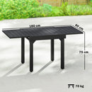 Tavolo da Giardino Allungabile 80-160x80x75 cm con Piano a Doghe in Alluminio e Acciaio Nero      