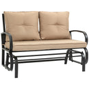Panchina Dondolo da Giardino 2 Posti 122x70x87 cm in Acciaio e Ghisa con Cuscini Cachi