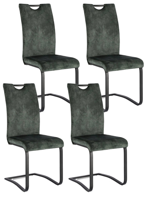 acquista Set 4 Sedie 42x56x102h cm Kenneth Velluto Verde Scuro