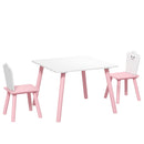 Set Tavolo e 2 Sedie per Bambini 3-6 Anni in Legno con Angoli Arrotondati Rosa      