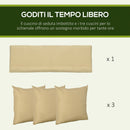 Dondolo da Giardino 3 Posti 190x120x178 cm in Acciaio e Poliestere Marrone e Cachi
