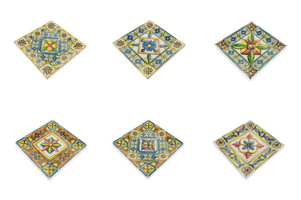 sconto Set 6 Piatti Quadrati in Porcellana 30x30 cm Villa d'Este Home Tivoli Costiera