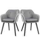 Set di 2 Sedie per Sala da Pranzo con Braccioli Imbottite 54x56x74 cm in Velluto Grigio