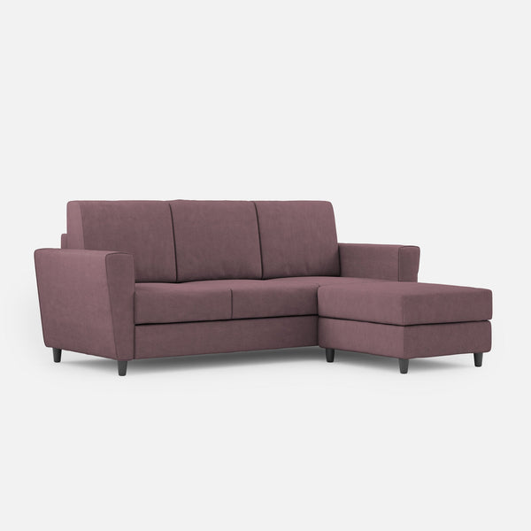 Divano 3 Posti con Pouf 212x155x85 cm Yasel in Tessuto Prugna online