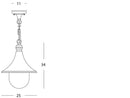 Lampada Sospesa Colore Nero per Esterno Linea Lampara Sovil