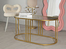 Tavolo da Caffè Antalia 90x50x45 cm in Ferro e Vetro Oro      