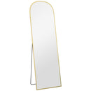 Specchio a Figura Intera da Terra o Parete 50x170cm con Supporto Pieghevole in Lega di Alluminio Oro  