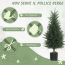 Set 2 Piante Artificiali Albero di Cipresso Ø40x90 cm in PE Anti-UV Verde      