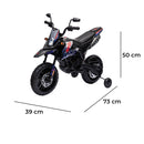 Moto Elettrica per Bambini Aprilia RX-125 Small 12V Cross Sedili In Pelle Luci Led Bluetooth Sospensioni a Molla Blu