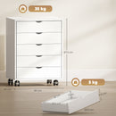 Cassettiera da Ufficio 50x40x67,5 cm con 5 Cassetti per Documenti A3 Ruote e Blocco Bianco      