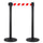 2 Colonnine Tendinastro 3 metri in Metallo Nero Opaco Ø36x101 cm Nastro Bianco/Rosso