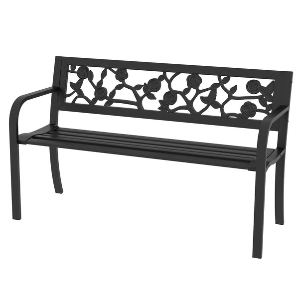Panchina da Giardino 2 Posti 127x50x75 cm in Acciaio Nero online
