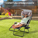 Sedia Sdraio Zero Gravity Reclinabile 89x65x113 cm in Acciaio e Tessuto Oxford Grigio Chiaro