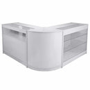 Set 3 Banconi Angolari da Negozio e Reception con Mensole e Vetrine Bianco Brillante