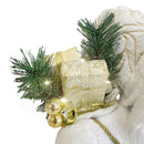Pupazzo Babbo Natale H110 cm con Luci e Suoni Bianco e Oro