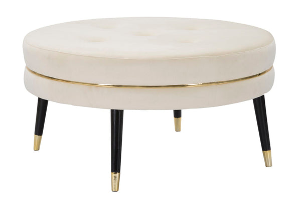 Puff Paris xxl Crema/Oro Ø90x46 cm in Legno Spugna Oro e Nero prezzo