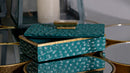 Cofanetto Grent 18,8x10,8x6,4 cm in Resina Verde e Oro      