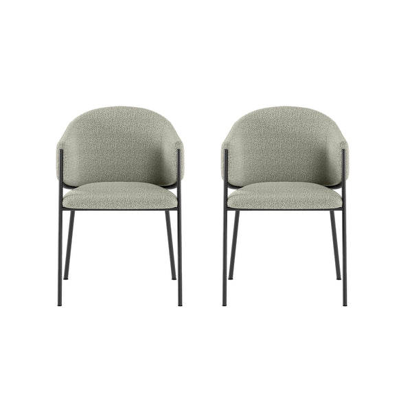 sconto Set 2 Sedie Medea 53x60x78 cm in Tessuto Easy-Clean Bouclé Grigio Chiaro