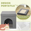 Cuccia per Gatti Pieghevole a Cubo con Cuscino e Tiragraffi 36.5x36.5x36.5 cm Grigio      