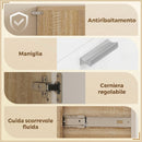 Credenza da Cucina 55x40x175 cm con Ripiani Aperti 2 Armadietti e Cassetto in Legno e Metallo Bianco e Legno      