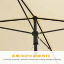 Ombrellone da Giardino Rettangolare e Regolabile 198x130x245 cm In Alluminio Beige 
