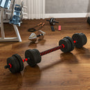 Set 2 Manubri Convertibili in Bilanciere 12 Dischi 20Kg in Acciaio e Plastica Nero      