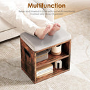 Panca Scarpiera da ingresso Industrial 44x30x40 cm con Cuscino Imbottito e Mensola Marrone Beige      