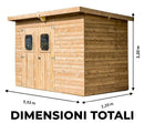 Casetta Box da Giardino 3,16x1,8 m Senza Pavimento in Legno Picea Massello 19mm Tetto in Acciaio Theora