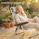 Set 2 Sedie a Sdraio Pieghevoli 62x61x80 cm Reclinabili su 4 Posizioni con Poggiatesta in Alluminio Grigio      