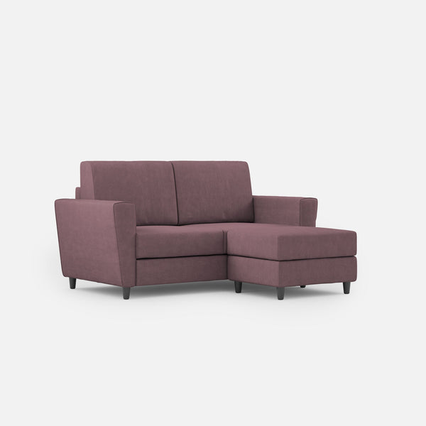 Divano 2 Posti con Pouf 152x155x85 cm Yasel in Tessuto Prugna acquista