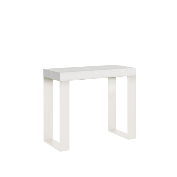sconto Consolle Allungabile 90-196x40x77 cm Tecno Small Bianco Frassino telaio Bianco