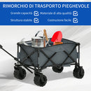 Carrello da Giardino Carico max 70kg con Maniglia Telescopica in Metallo e Tessuto Oxford Grigio